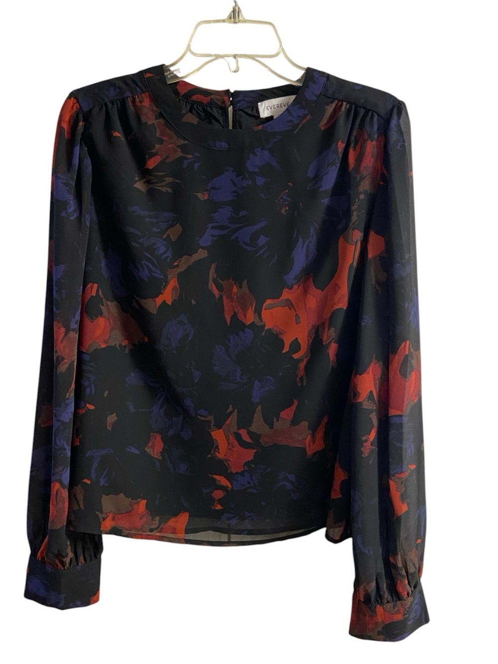 Evereve Abstract Floral Chiffon Blouse Large